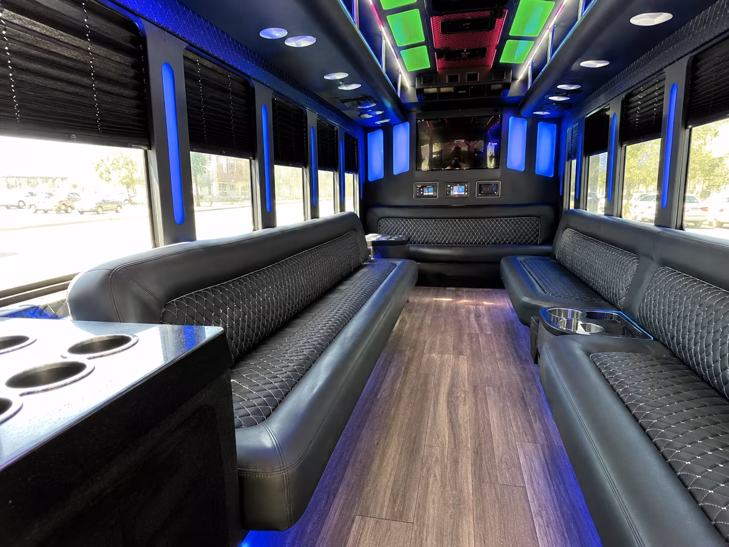 lynchburg 15 passenger party bus inside